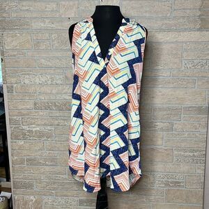 LUSH Silky Sleeveless Patterned Tunic